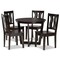 Baxton Studio Elodia Modern and Contemporary Transitional Dark Brown Finished Wood 5-Piece Dining Set 177-11377-10898-Zoro - alternate 1
